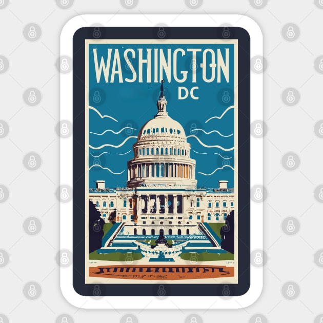 A Vintage Travel Art of Washington DC - US Sticker by goodoldvintage